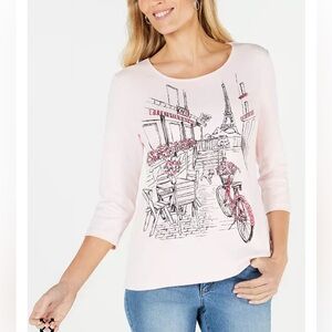 Macy’s Karen Scott NWOT 2X Pink Graphic Long Sleeve Top